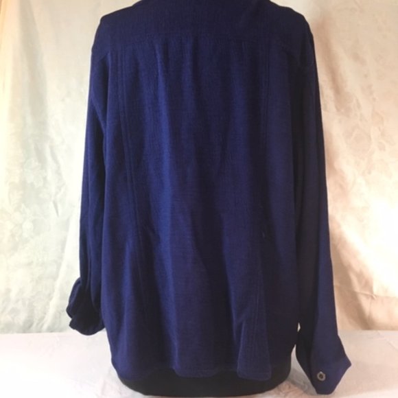 CHICO'S Blue Silk Corduroy Look Shirt/Jacket EUC - Picture 3 of 7